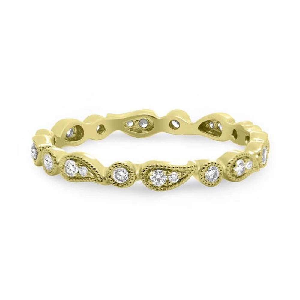 14K White, Yellow or Rose Gold 0.22cttw Diamond Paisley Eternity Band - 14K White Gold