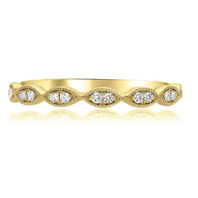 14K White, Yellow or Rose Gold 0.11cttw Diamond Milgrain Marquise Ring - 14K White Gold