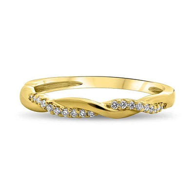 14K White, Yellow or Rose Gold 0.10cttw Diamond Twisted Pave Ring - 14K White Gold