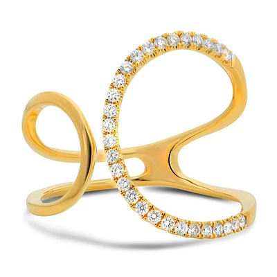 14K White, Yellow or Rose Gold 0.19cttw Diamond Pave Cuff Ring - 14K White Gold
