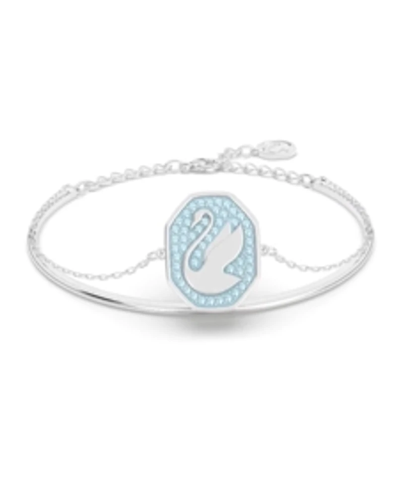 Swarovski Signum Bangle, Swan, Blue, Rhodium Plated 5628552- Discontinued