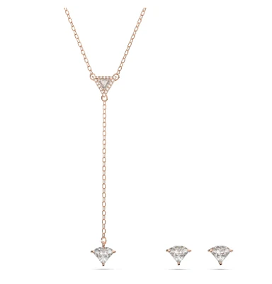 Swarovski Ortyx Set, Triangle Cut, White, Rose Gold-tone Plated 5643730- Discontinued