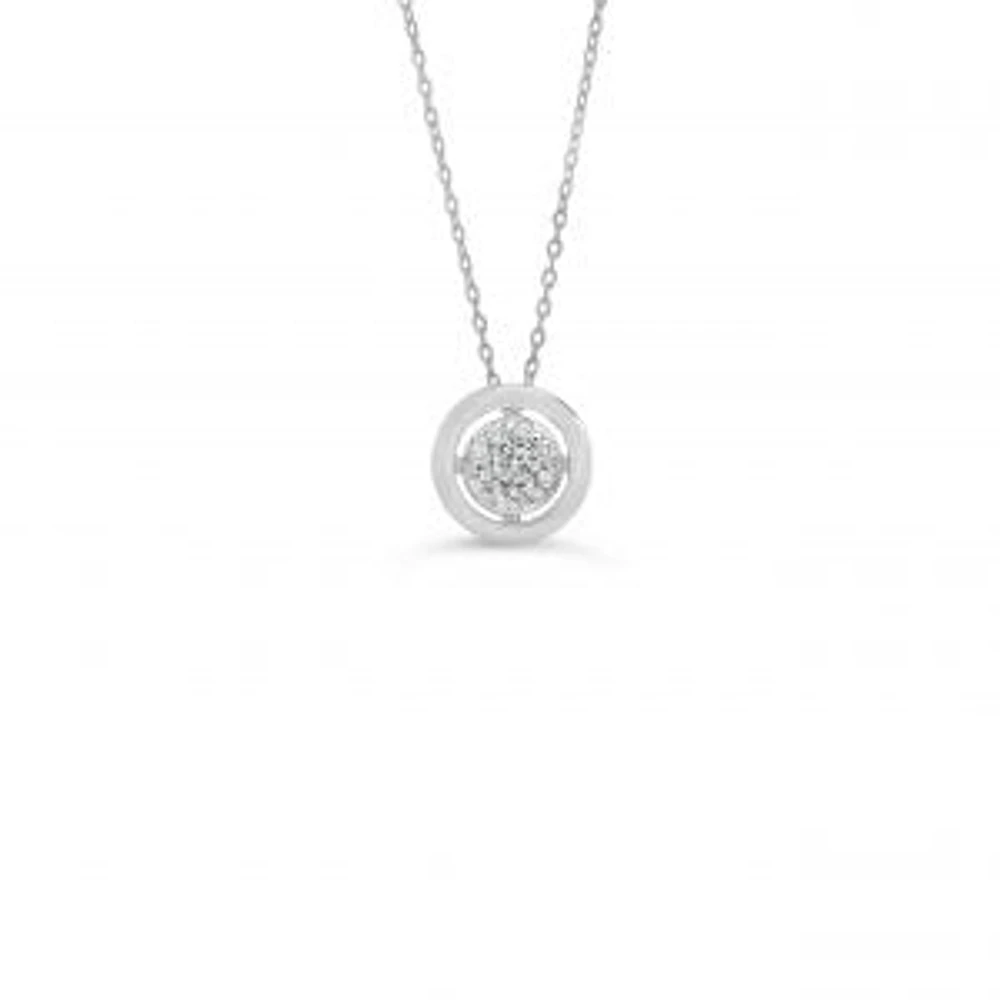 10K White Gold 0.05cttw Diamond Pendant, 18"