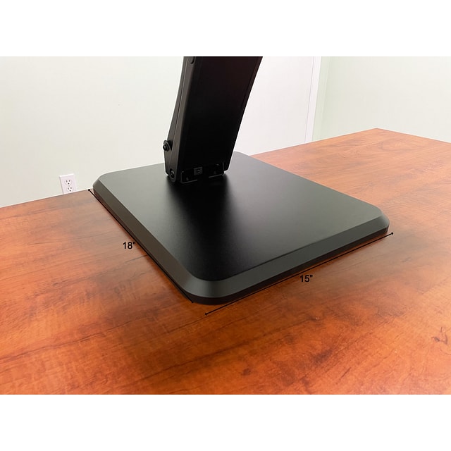Posidesk Sitstand Pedestal Desk With Cup Holder, Bluetooth Speakers & Wireless Charger 25 Inch, Black