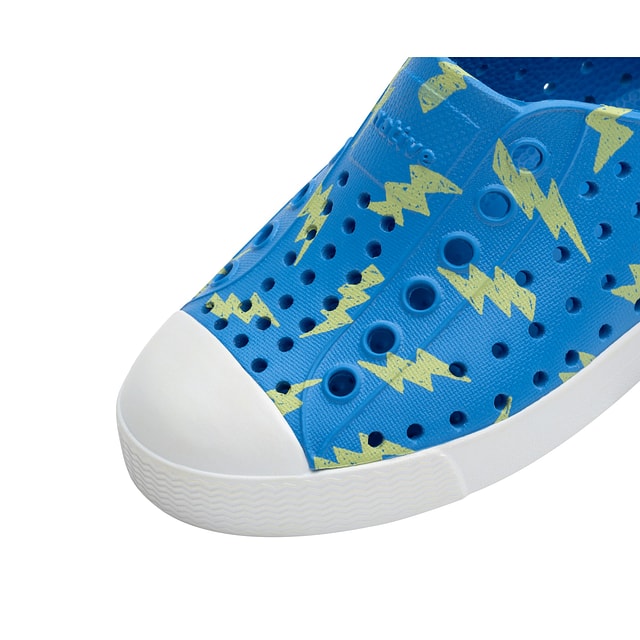 Native Shoes Jefferson Sugarlite Print Child Shoes, Celery Lightning in Blue, 5