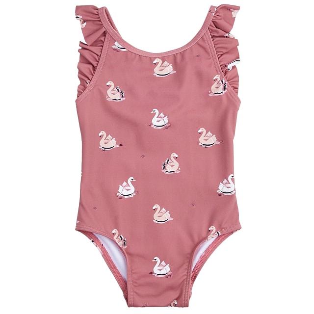 Petit Lem Baby Flamingo 1 Pc Knit Swimsuit in Pink, Nylon, 12-18 mo