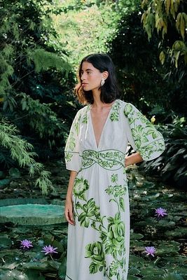 Farm Rio floral midi dress green cascade