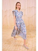 Ulla Johnson Kairi Flutter Sleeve Midi Dress Ciel