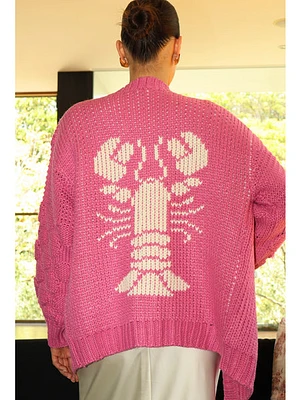 Bailey Rose Lobster Knit Cardigan In Pink