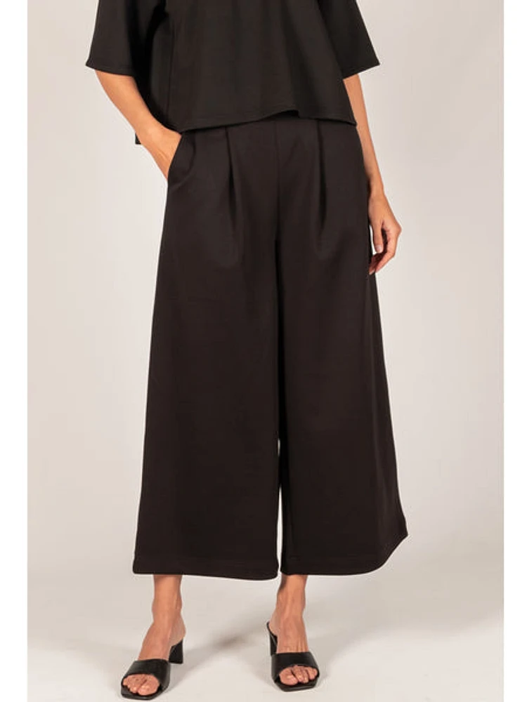 P.Cill Diego Butter Modal Wide Leg Culotte Pants In Black