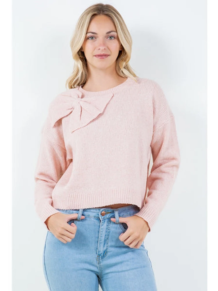 Dreamers Freda Bow Sweater In Pink