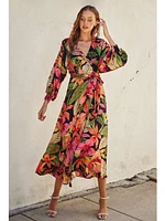 Dress Froum Sally Picture Perfect Satin Maxi Wrap Oceania Garden