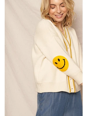 En Creme Laufy Smiley Cardigan Ivory