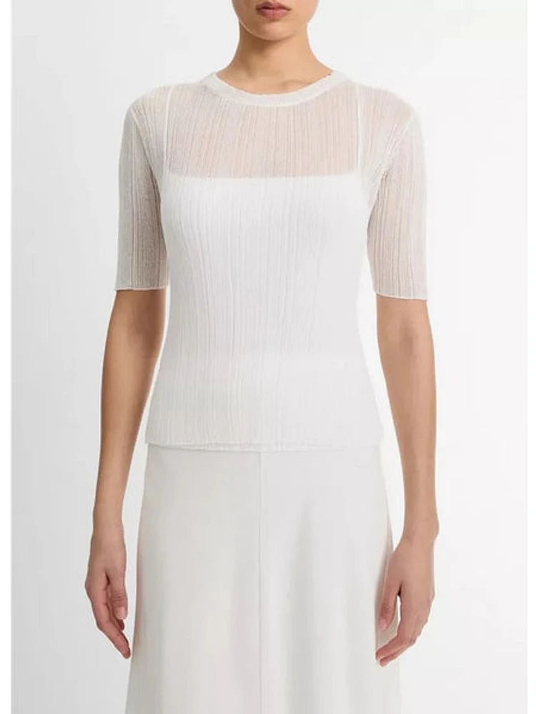 Vince Italian Cotton-Blend Double-Layer Top Off White