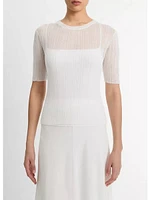 Vince Italian Cotton-Blend Double-Layer Top Off White