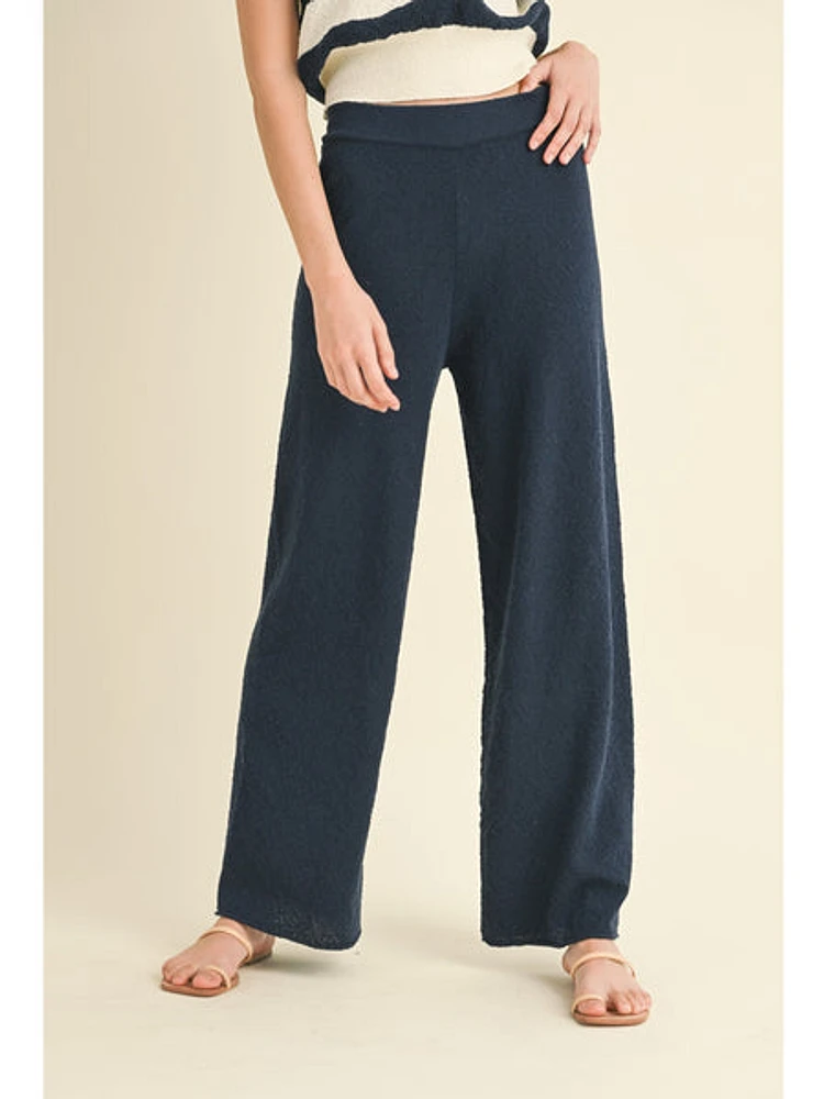 Miou Muse Paula Straight Leg Pants In Navy