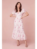 LoveShackFancy Angie Cotton Midi Dress Warm Pink Cloud