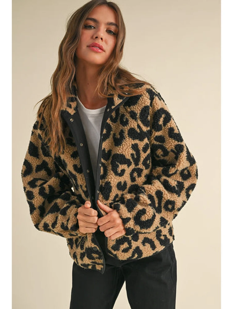 Miou Muse Lago Sherpa Jacket Leopard