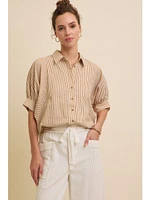 February Aurelia Short Sleeve Shirt Mocha