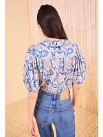 Ulla Johnson Amari Short Sleeve Blouse Ciel