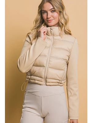 Love Tree Alena Puffer Jacket In Khaki