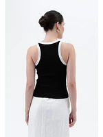 The Workshop Asher Contrast Trim Tank Black