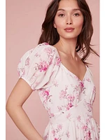 LoveShackFancy Angie Cotton Midi Dress Warm Pink Cloud