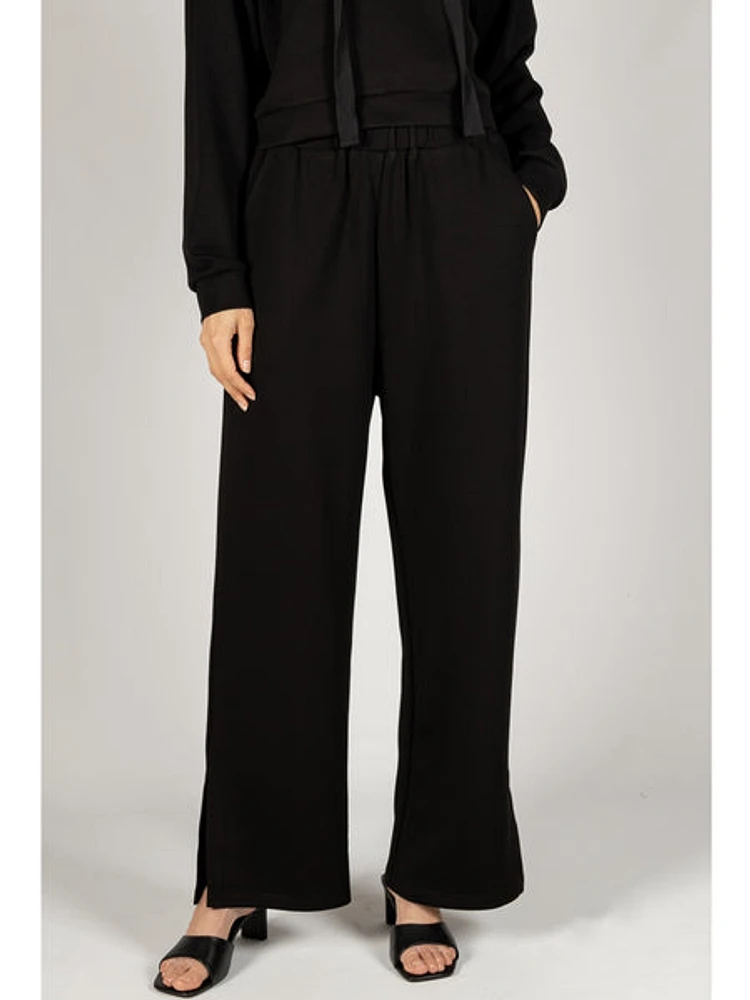 P.Cill Clayton Scuba Modal Wide Leg Pants In Black