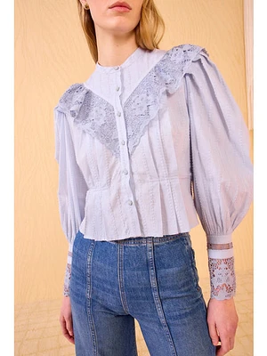 Ulla Johnson Esther Long Sleeve Blouse Celeste