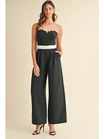 Mable Eira Waist Bow Strapless Jumpsuit Black