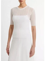 Vince Italian Cotton-Blend Double-Layer Top Off White