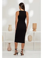 The Workshop Leona Ribbed Knit Tank Dress Black