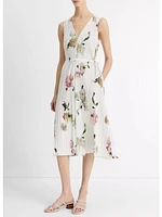 Vince Wilted Peony Pleated Dress White