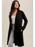 Hem&Thread Anaya Drape Collar Cardigan Black