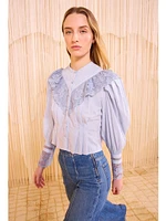 Ulla Johnson Esther Long Sleeve Blouse Celeste