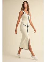 Mable Panna Contrast Binding Dress Cream