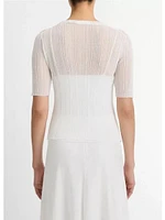 Vince Italian Cotton-Blend Double-Layer Top Off White