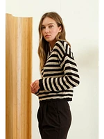 The Workshop Mckenna Scallop Trim Knit Pullover Black