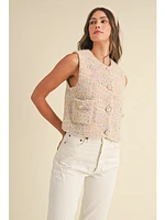 Mable Eloise Boucle Knit Vest With Front Pocket In Light Blush