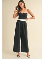 Mable Eira Waist Bow Strapless Jumpsuit Black