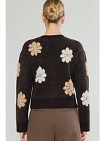 Current Air Vanna Flower Motif Sweater Brown