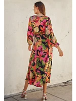 Dress Froum Sally Picture Perfect Satin Maxi Wrap Oceania Garden