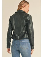 Up Clothing Hadley Pleather Biker Jacket Black