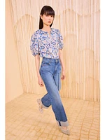 Ulla Johnson Amari Short Sleeve Blouse Ciel
