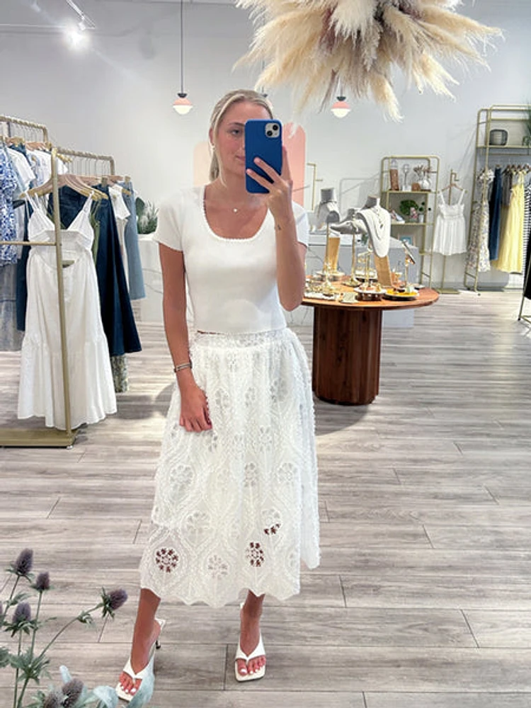 Sympathique Milan Eyelet Lace Skirt Totally Innocent