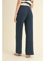 Miou Muse Paula Straight Leg Pants Navy