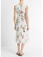 Vince Wilted Peony Pleated Dress White