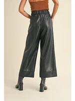 Miou Muse Pleather Dakar Wide Leg Pants Black