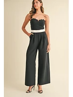 Mable Eira Waist Bow Strapless Jumpsuit Black