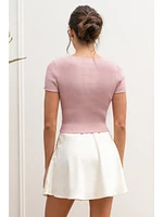 The Workshop Allison Scallop Trim Top Light Pink